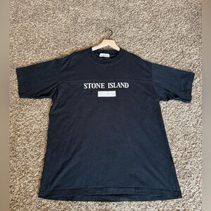 Stone Island Ribbed Neck Reflective Logo Black